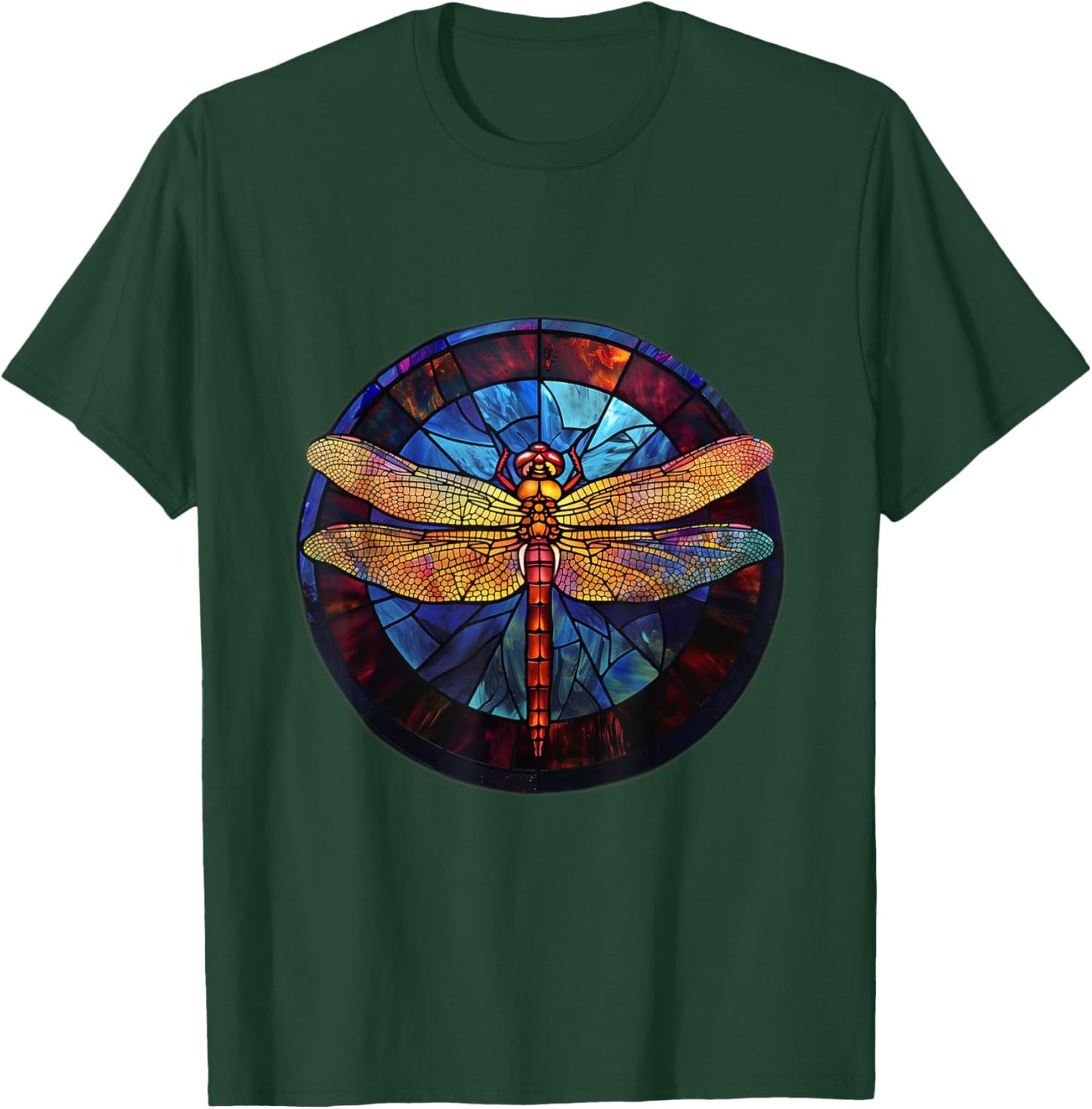 Beautiful nature. Dragonfly. Stained glass graphic. T-Shirt - T-Shirt | Forest