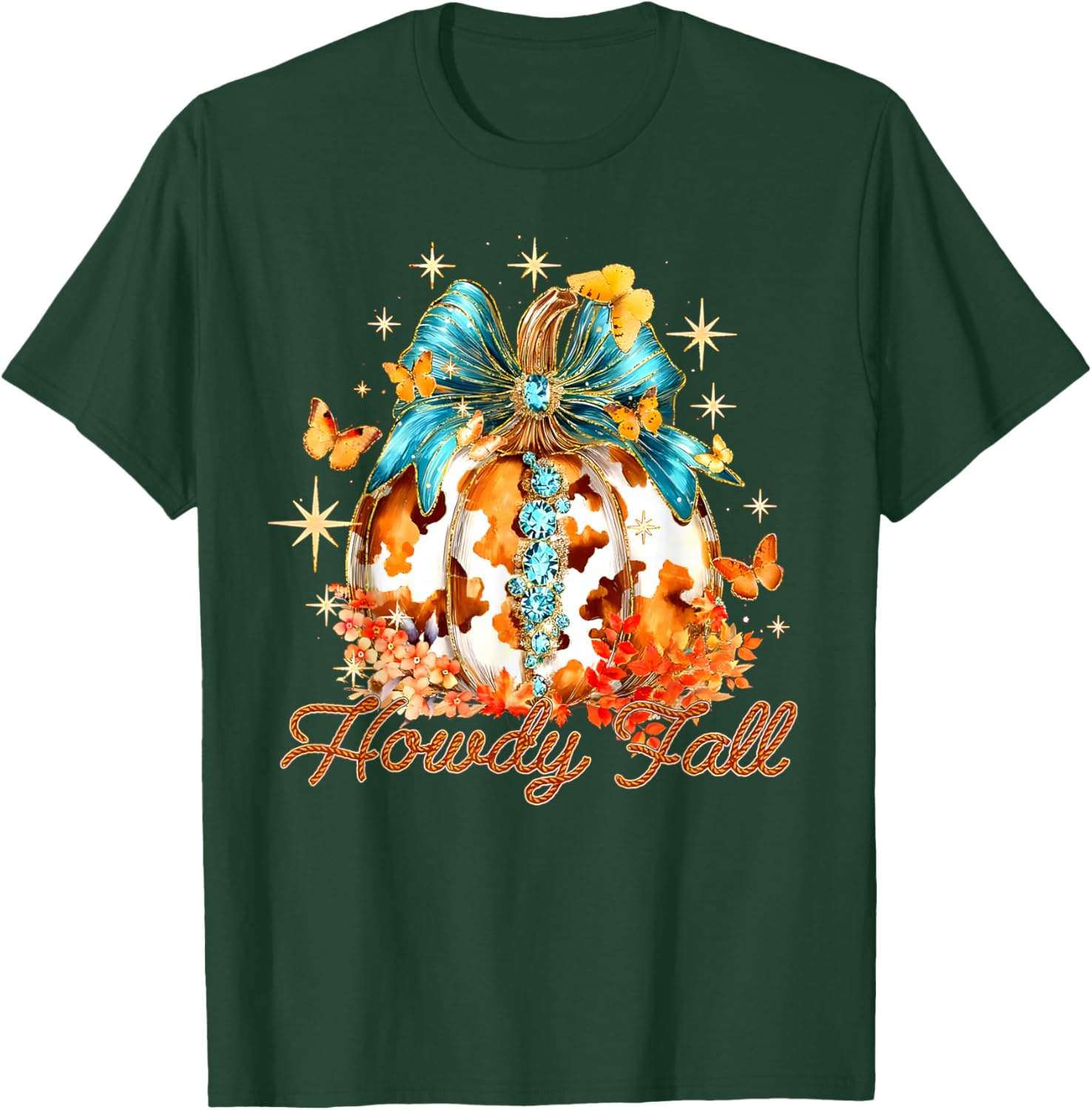 Howdy Fall Western Pumpkin Season Autumn Leaves Thanksgiving T-Shirt - T-Shirt | Forest