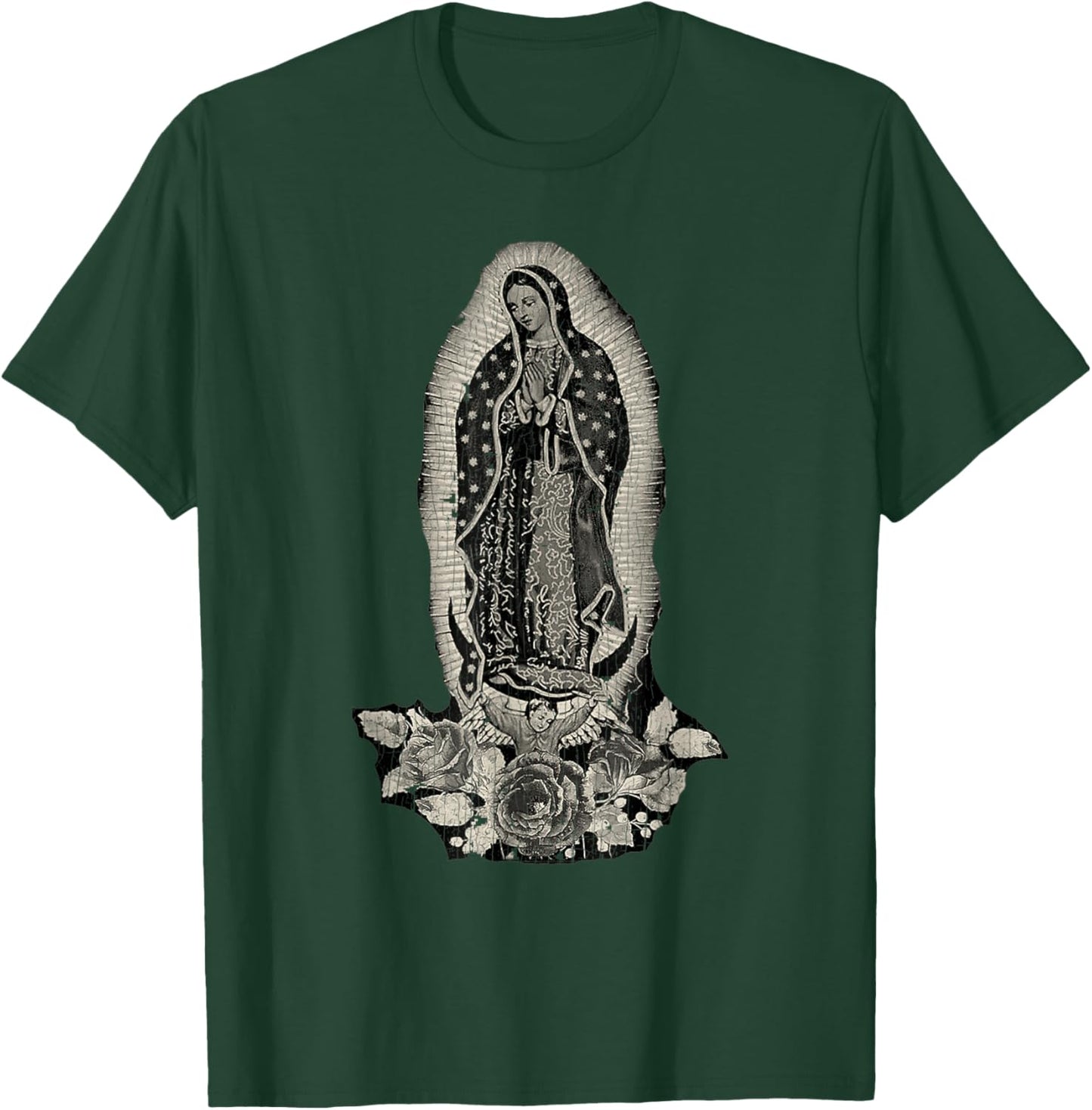 Vintage Retro Our Lady De Guadalupe Sant Mary For Christians T-Shirt - T-Shirt | Forest