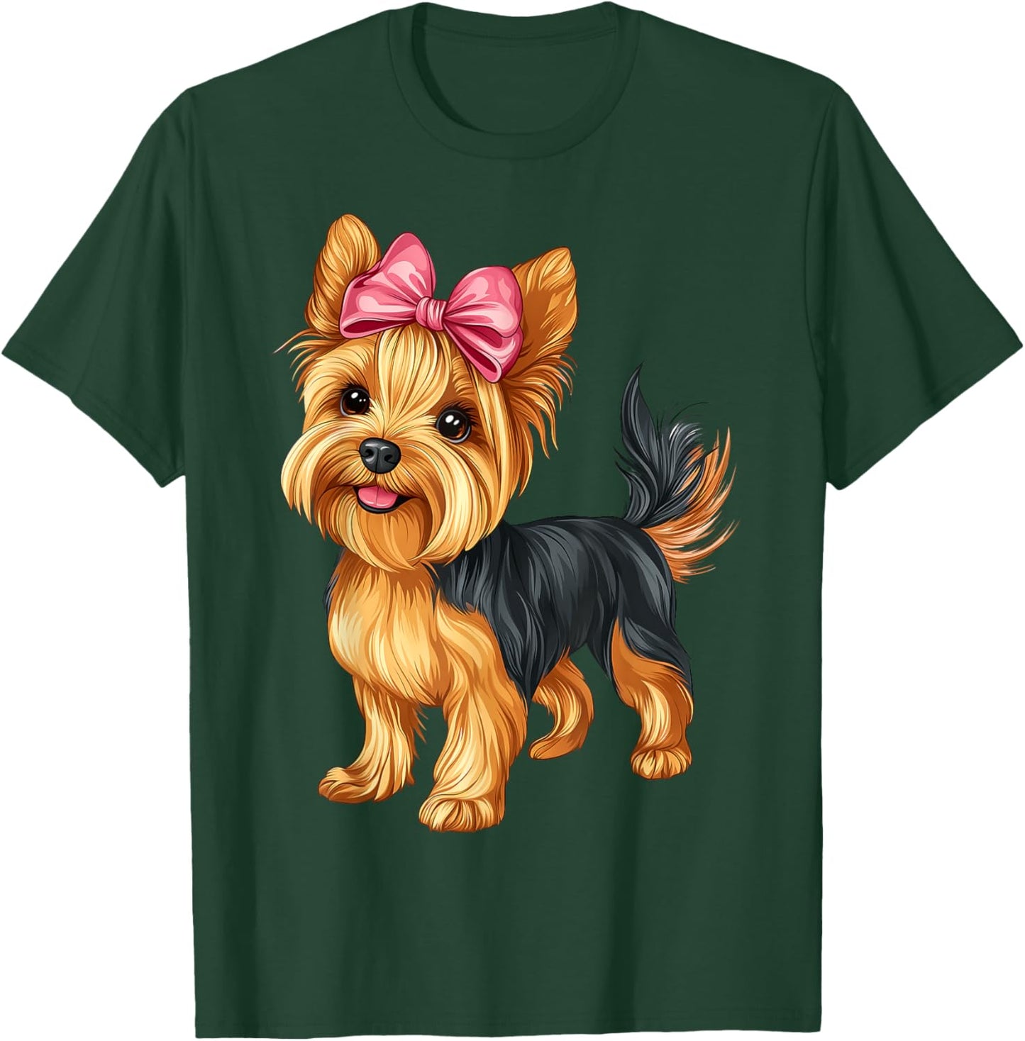 Coquette Bow Yorkshire Terrier Dog Yorkie Mom Girl Pink T-Shirt - T-Shirt | Forest