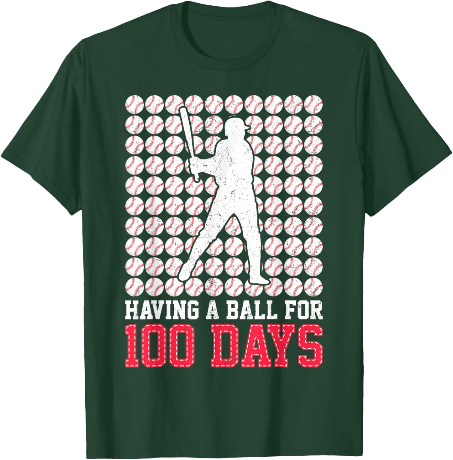 100 Days Of School Baseball 100th Day Balls For Boys Players T-Shirt - T-Shirt | Forest