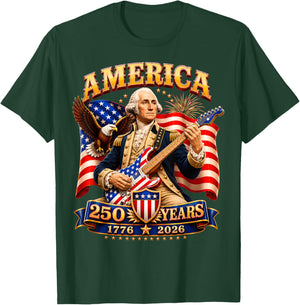 Vintage George Washington Playing Guitar 250 Years America T-Shirt - T-Shirt | Forest