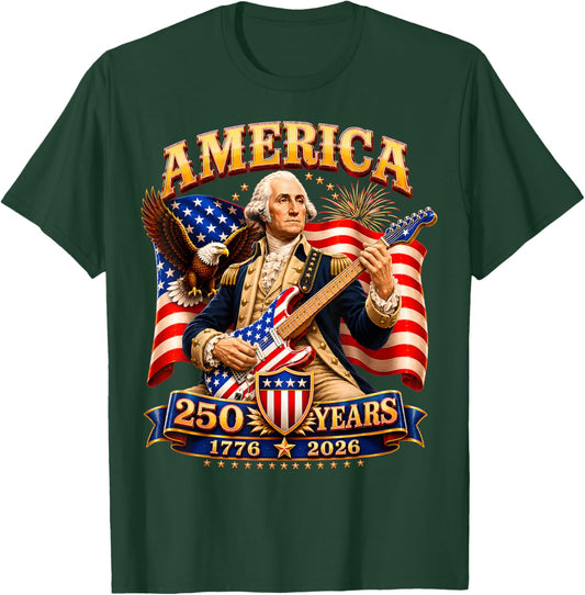 Vintage George Washington Playing Guitar 250 Years America T-Shirt - T-Shirt | Forest