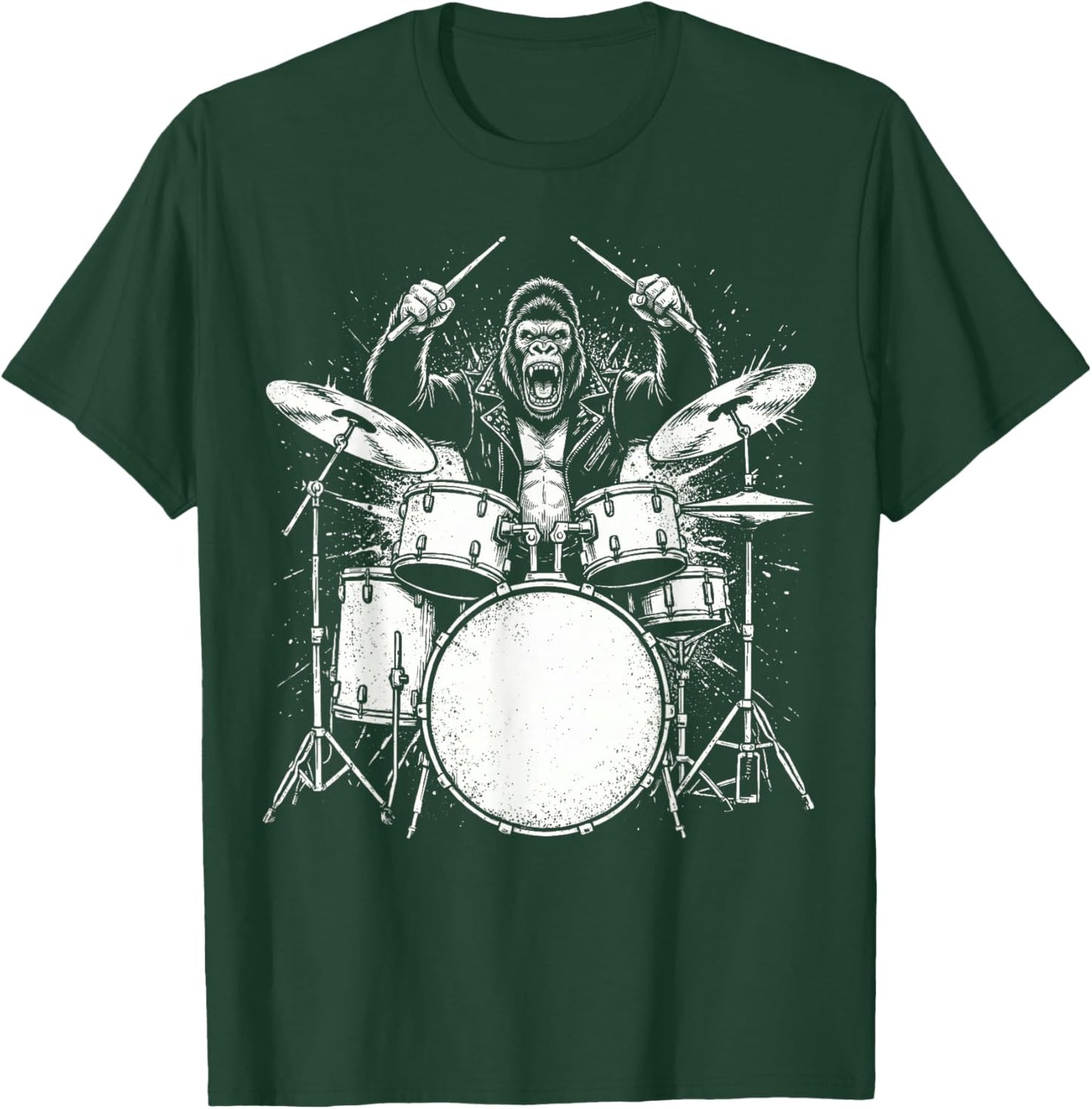 Gorilla Drummer Rock Wild Animal Jouant de la Batterie T-Shirt - T-Shirt | Forest