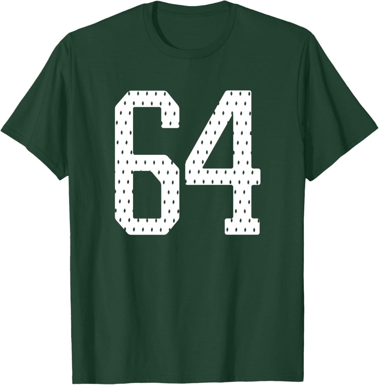 Number 64 Sports Team 64th Jersey Varsity Birthday Football T-Shirt - T-Shirt | Forest