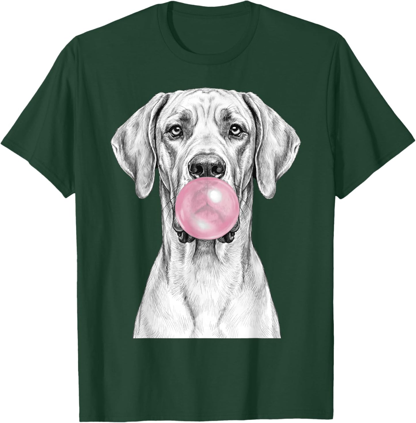 Great Dane Dog Blowing Bubble Gum Sketch T-Shirt - T-Shirt | Forest