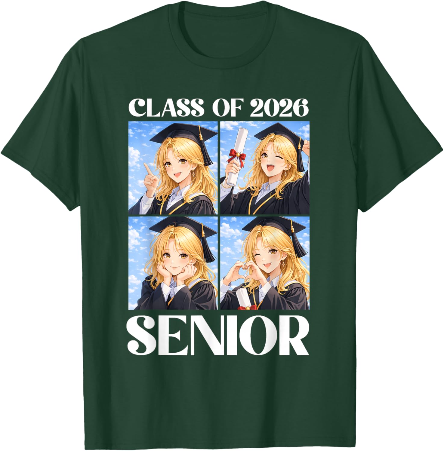 Anime Girl Class of 2026 Senior Graduate T-Shirt - T-Shirt | Forest