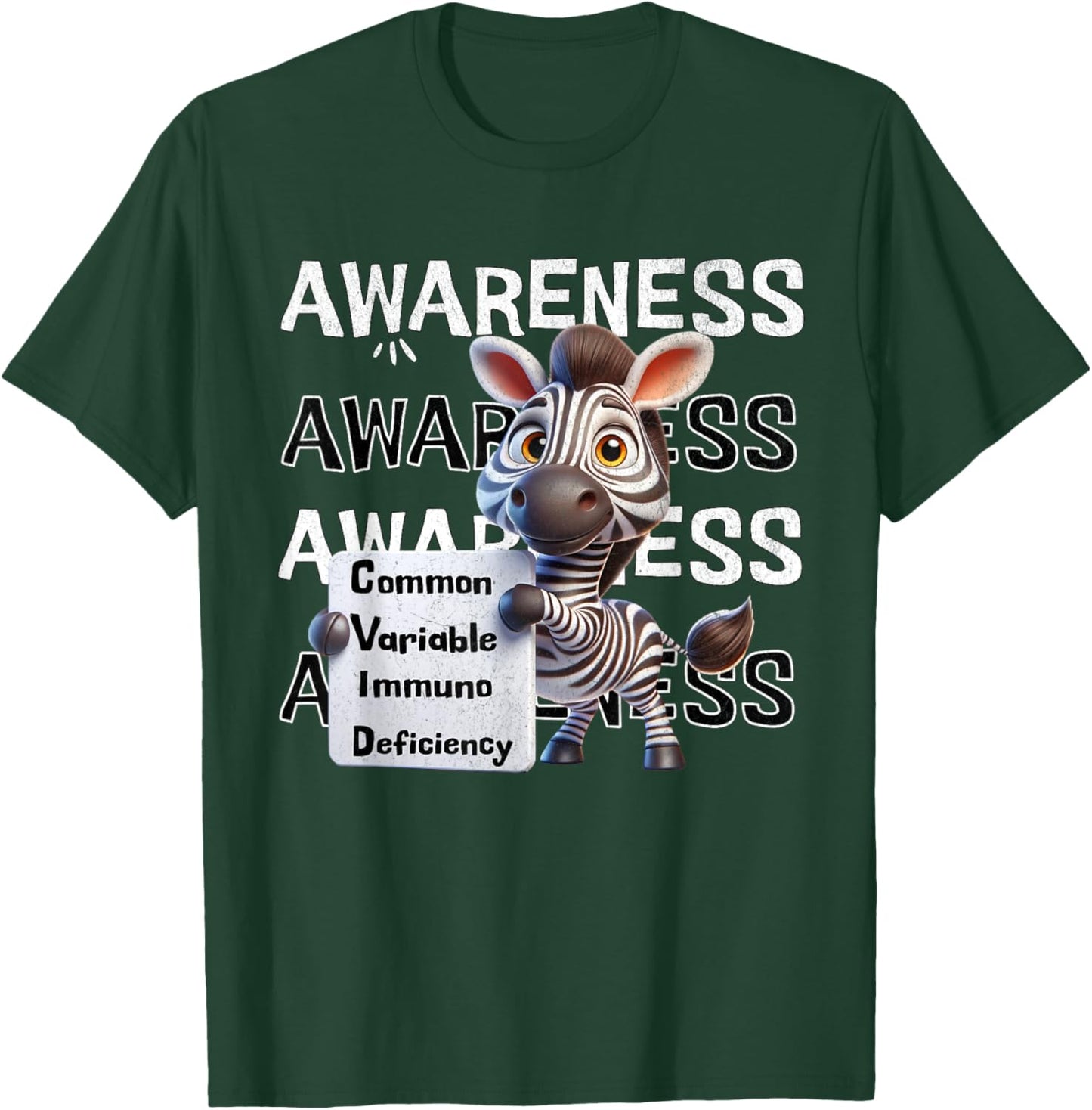 Common variable immunodeficiency CVID awareness zebra T-Shirt - T-Shirt | Forest