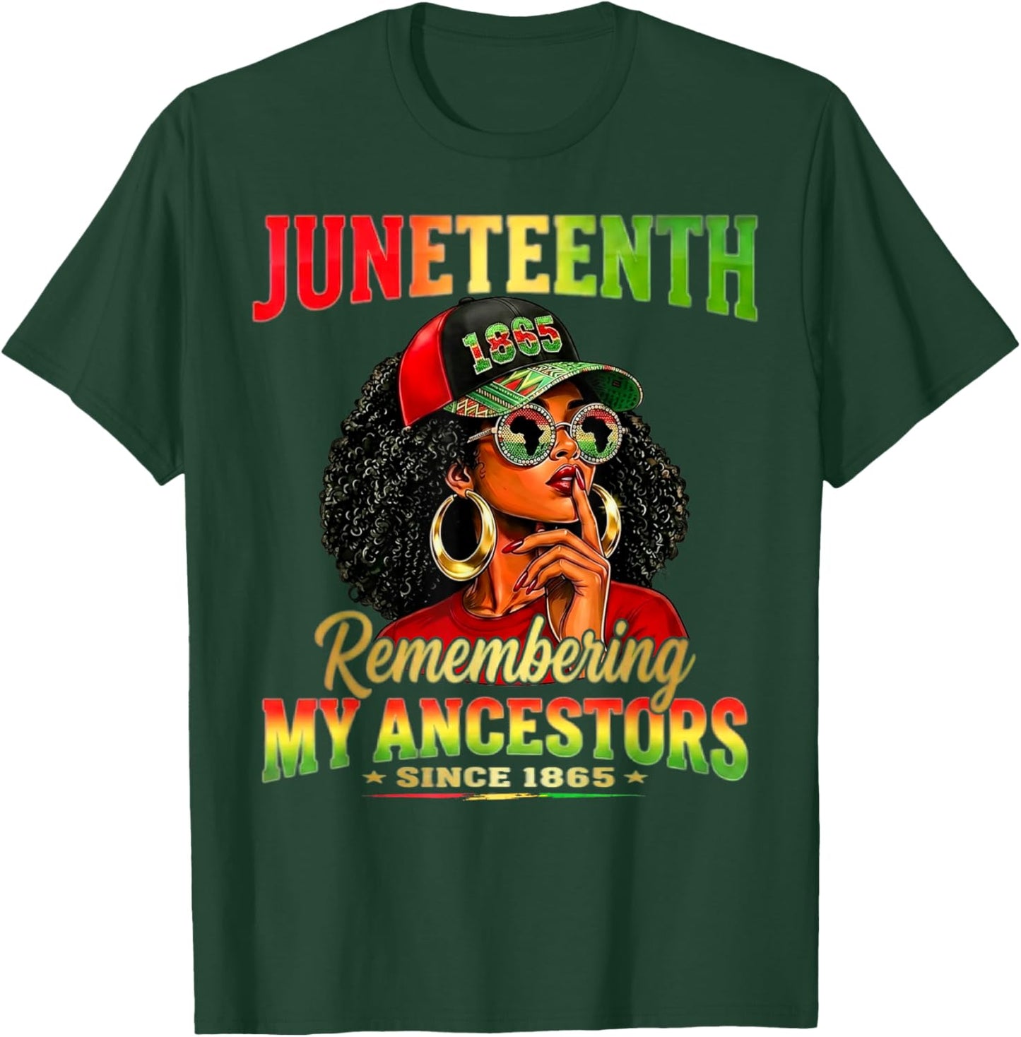 Juneteenth Remembering My Ancestors Black African Women Afro T-Shirt - T-Shirt | Forest