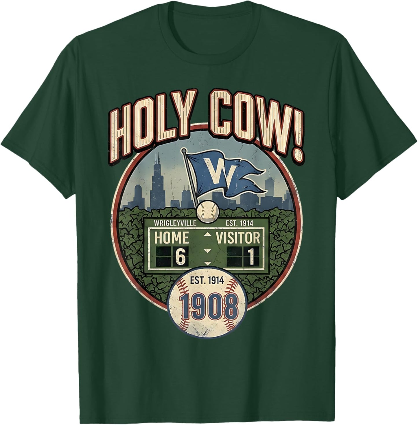 North Side Baseball 1908 Retro Vintage Chicago Fan Gear T-Shirt - T-Shirt | Forest