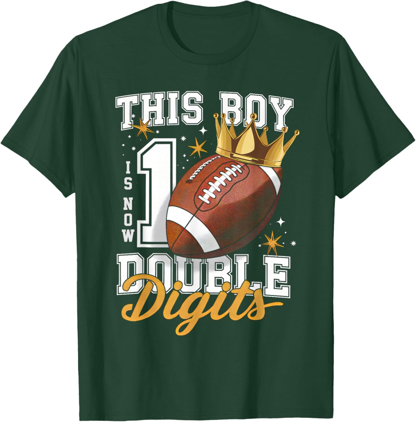 This Boy Double Digits Ten Football 10 Years Old Birthday T-Shirt - T-Shirt | Forest