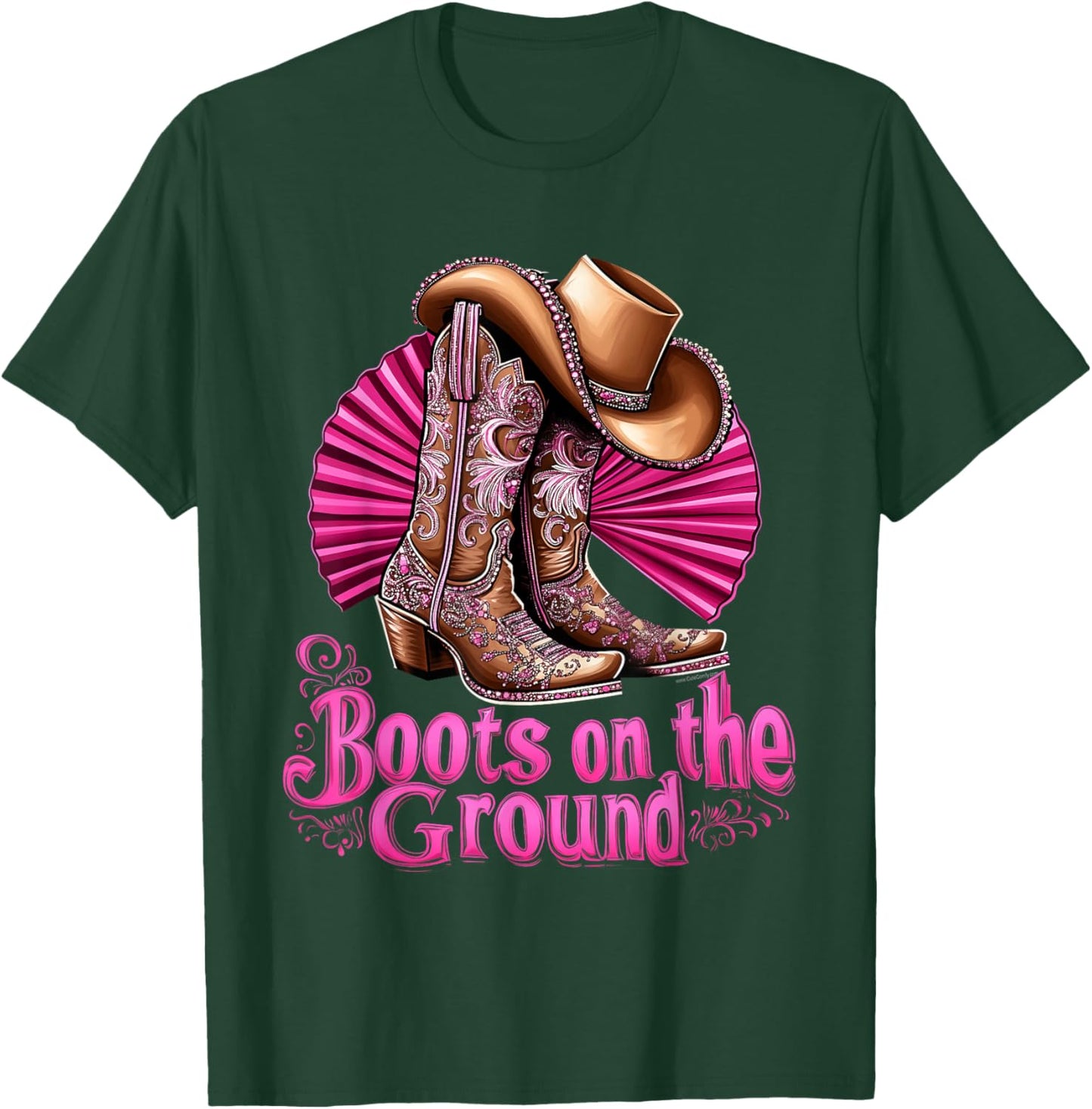 Boots on The Ground Western Fans Line Dance Women Country T-Shirt - T-Shirt | Forest