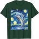 Cute Dolphin - Van Gogh Style - Starry Night Graphic T-Shirt - T-Shirt | Forest