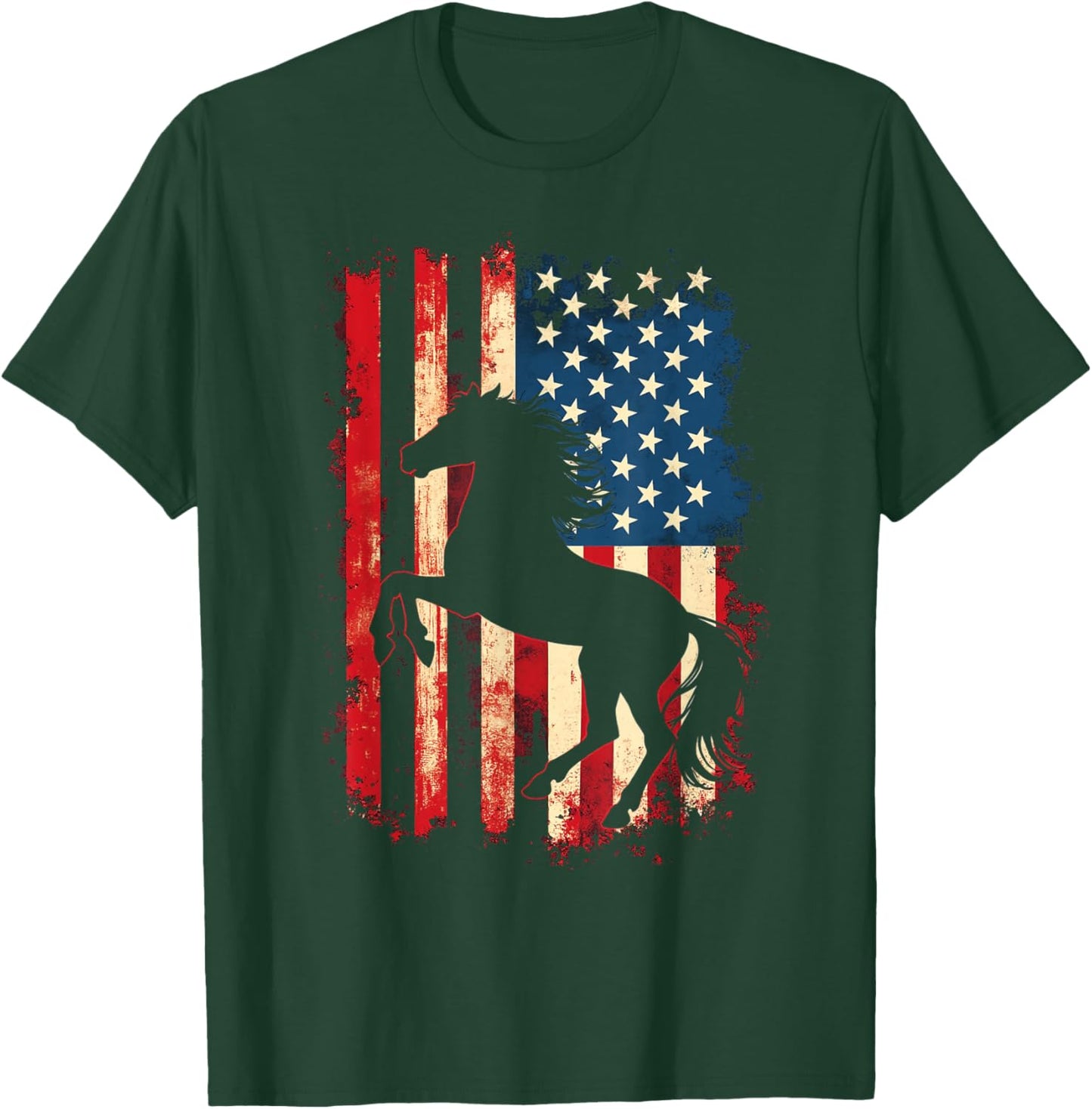 Patriotic Horse Silhouette T-Shirt - T-Shirt | Forest