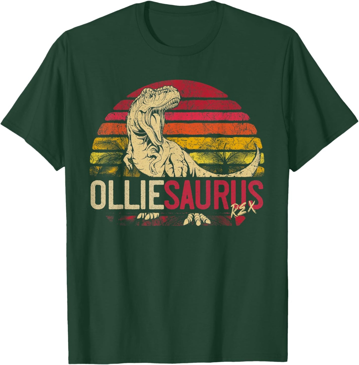Ollie Saurus Funny Personalized Dinosaur T Rex Name T-Shirt - T-Shirt | Forest