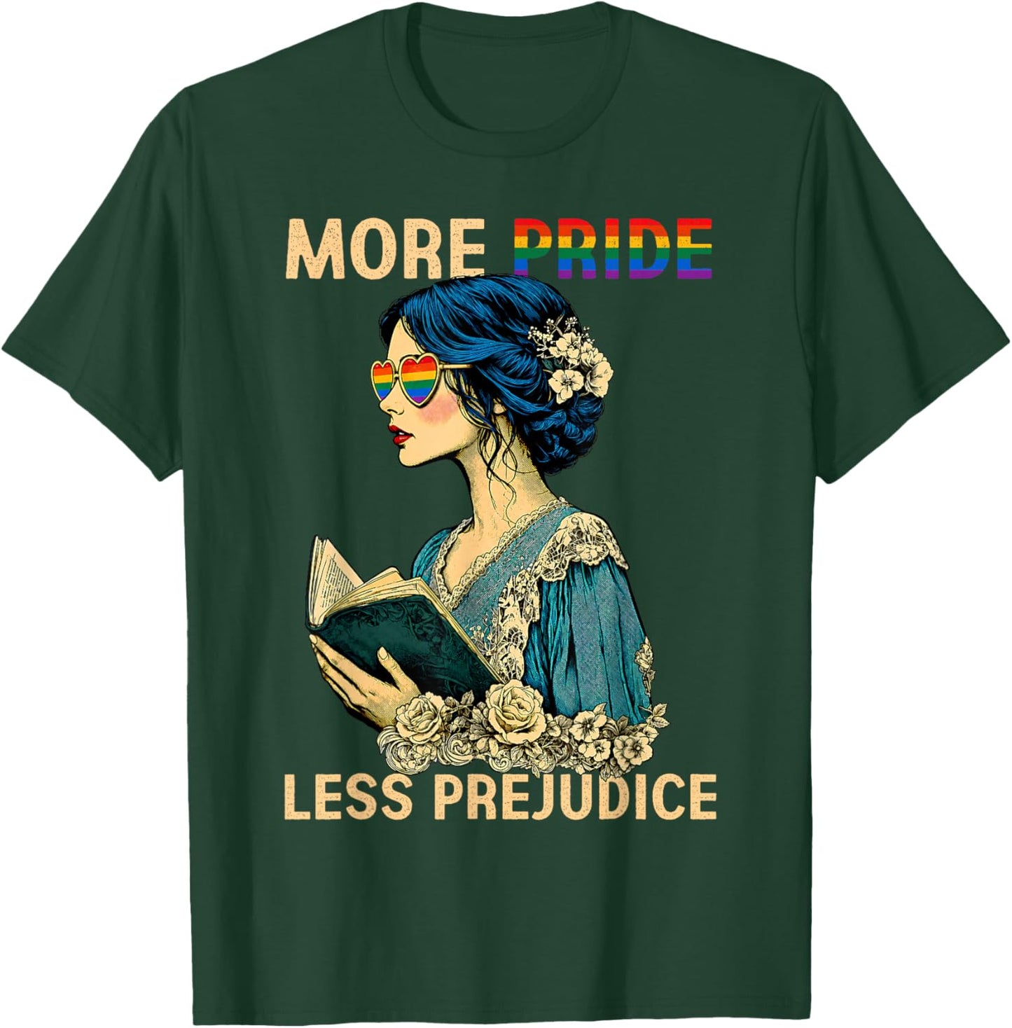 More Pride Less Prejudice LGBTQ Pride Month Gay Pride T-Shirt - T-Shirt | Forest