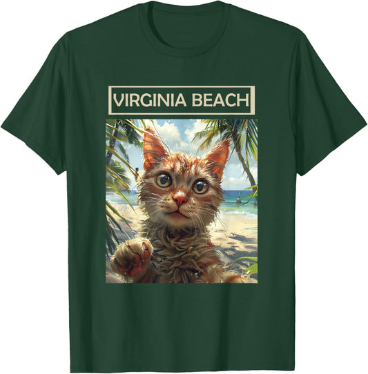 Virginia Beach Virginia VA | cat selfie T-Shirt - T-Shirt | Forest