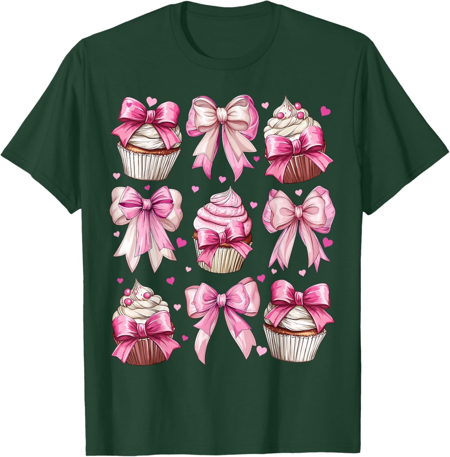 Coquette Bow Cupcake Baking Baker Girl Mom Pink Mother's Day T-Shirt - T-Shirt | Forest