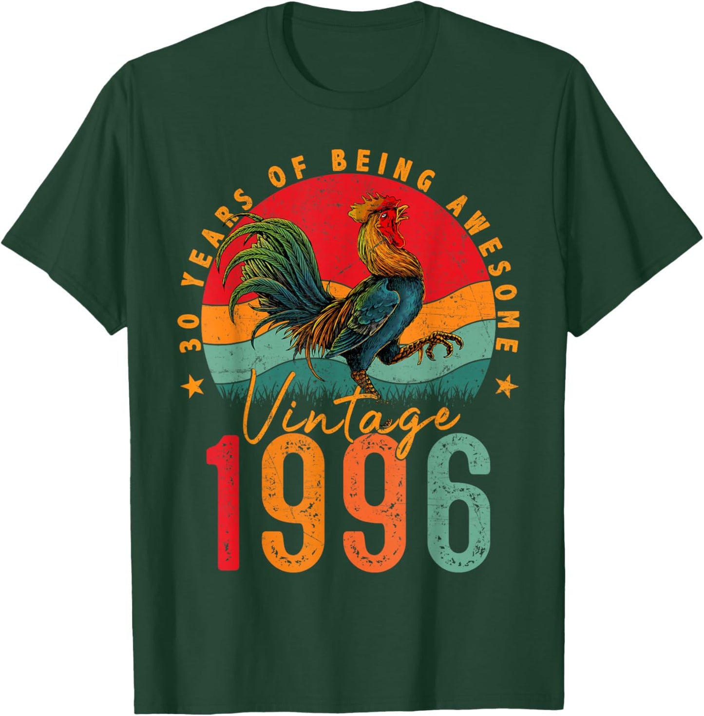 30 Year Old Chicken Vintage 1996 Farmer 30th Birthday Party T-Shirt - T-Shirt | Forest