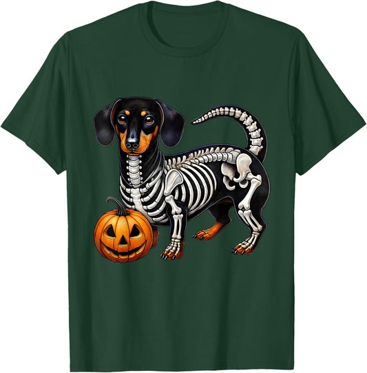 Dachshund Skeleton Jack O Lantern Funny Wiener Dog Halloween T-Shirt - T-Shirt | Forest