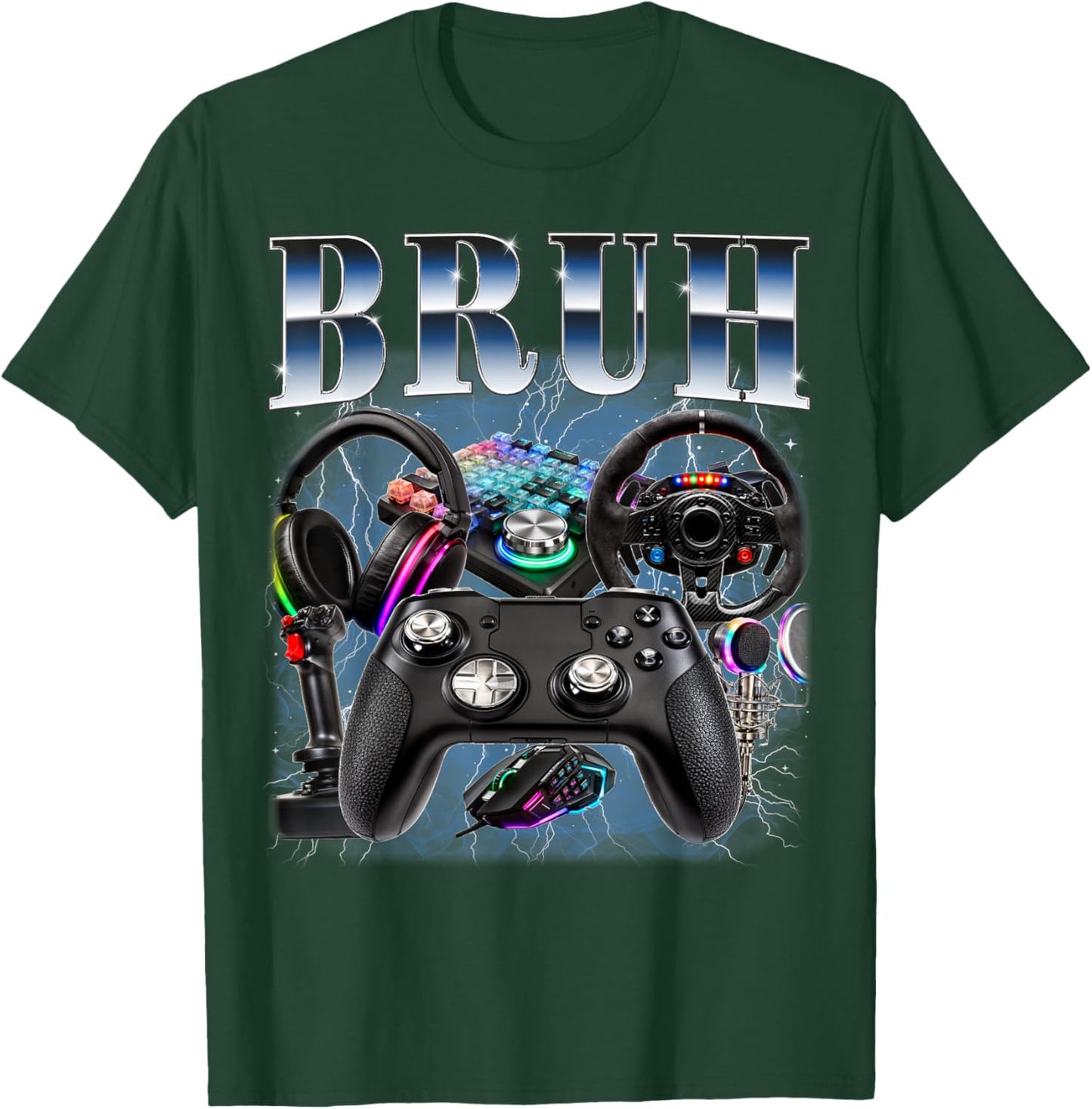 Bruh Gamer Video Game Lover Retro 90s Style Gaming T-Shirt - T-Shirt | Forest
