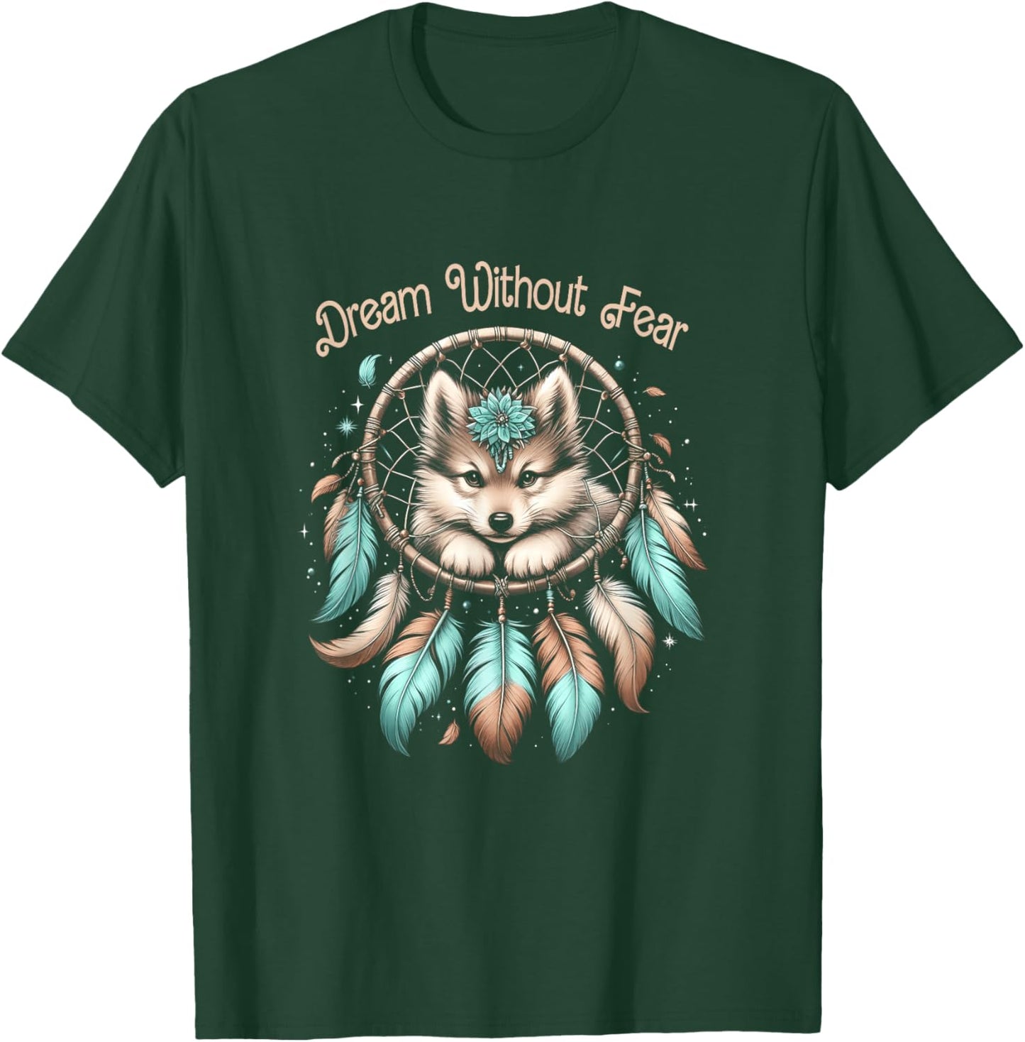 Vintage Western Dreamcatcher Wolf Dream WithoutFear Wolf T-Shirt - T-Shirt | Forest