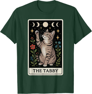 The Tabby Cat Gray Cat Tarot Card Witchy Moon T-Shirt - T-Shirt | Forest