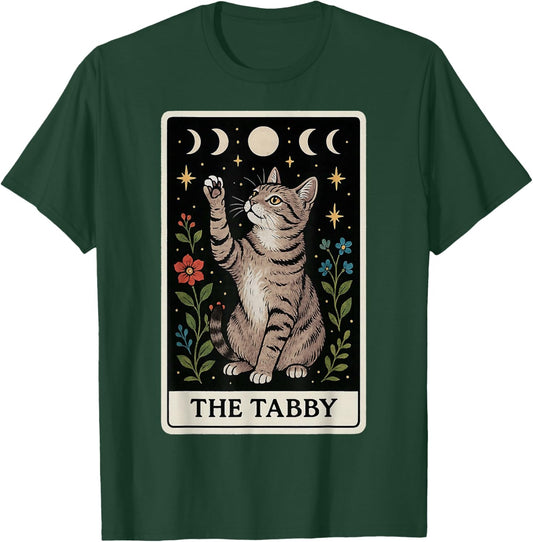 The Tabby Cat Gray Cat Tarot Card Witchy Moon T-Shirt - T-Shirt | Forest