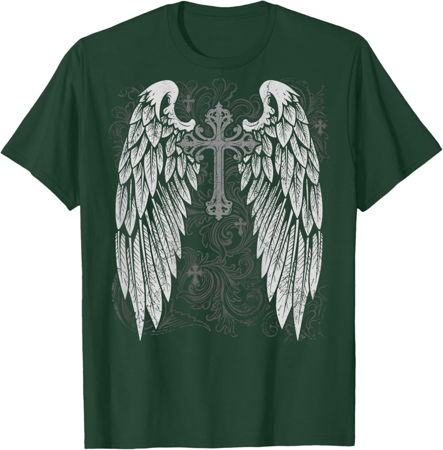 Grunge Wings Angel On Back Cross y2k 2000s Goth Emo Harajuku T-Shirt - T-Shirt | Forest