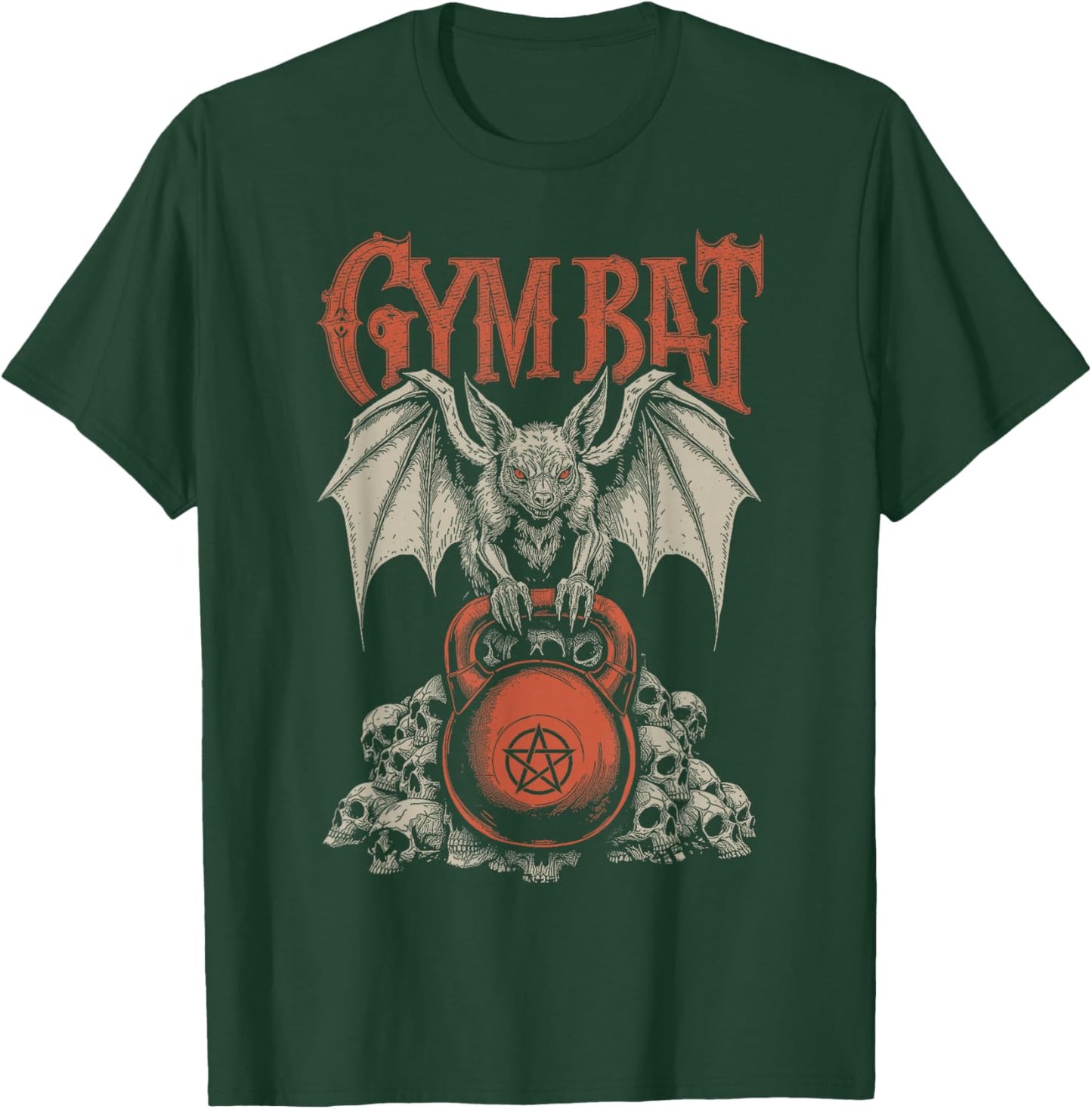 Goth Gym Bat Gothlete Funny Gothic Fitness Occult Kettlebell T-Shirt - T-Shirt | Forest
