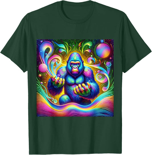 Psychedelic Gorilla Rainbow EDM Vibes Festival Rave Graphic T-Shirt - T-Shirt | Forest