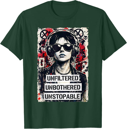 Punk Girl 90s Grunge Urban Street Art Vintage Distressed T-Shirt - T-Shirt | Forest