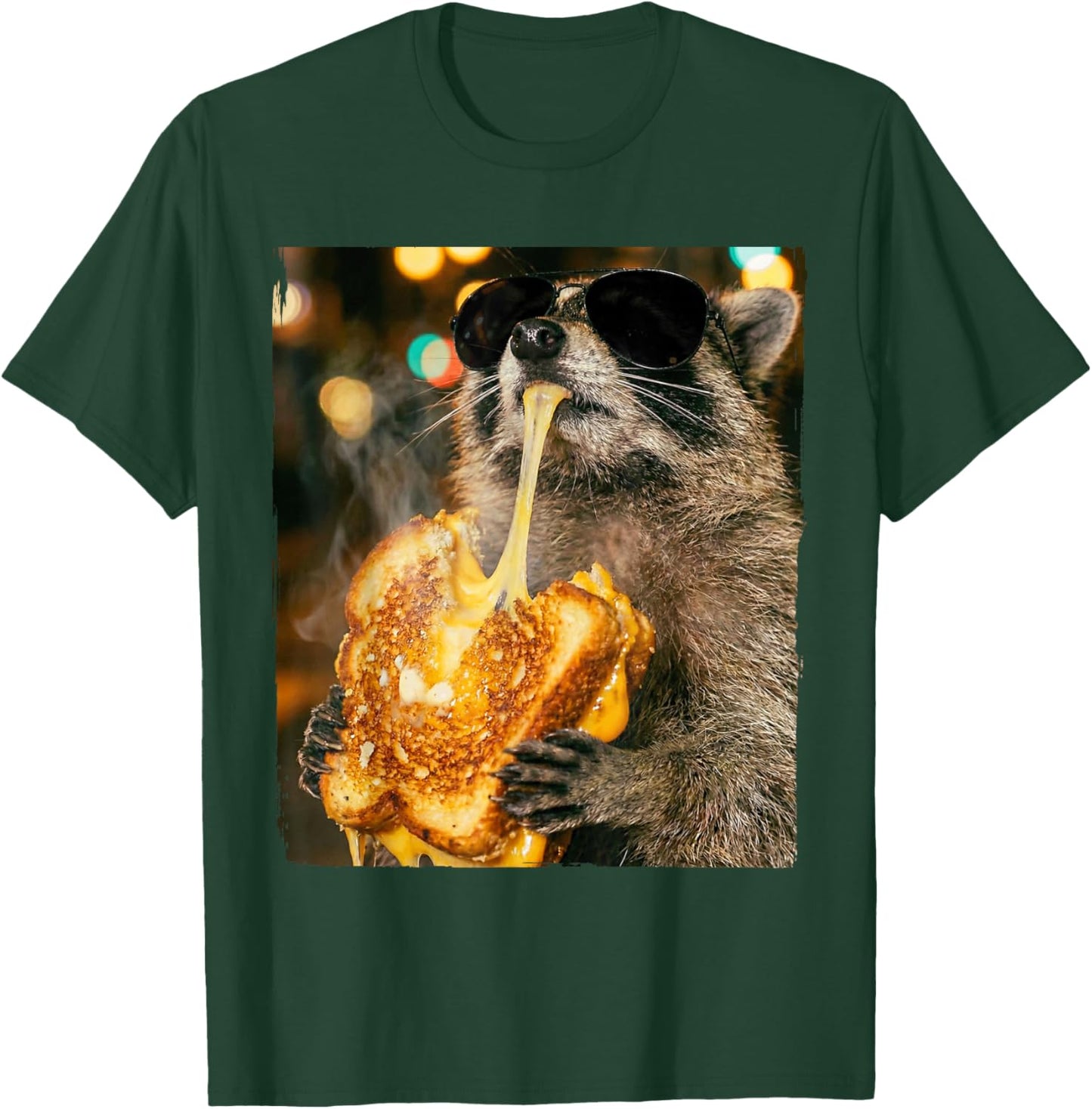 Funny Raccoon Eating Grilled Cheese Meme Men Women Kids T-Shirt - T-Shirt | Forest