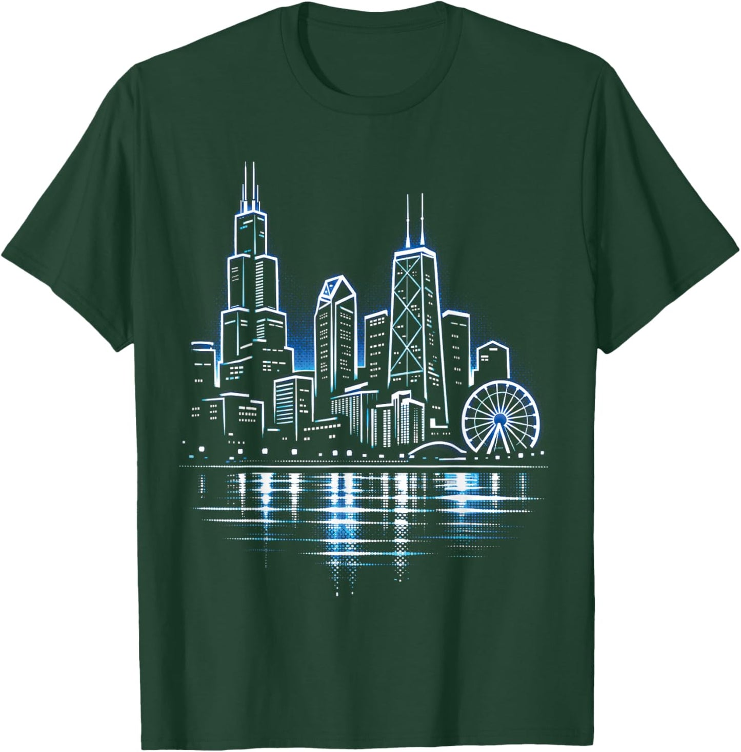 Chicago Skyline City Night Cityscape Downtown Souvenir T-Shirt - T-Shirt | Forest