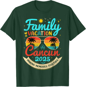 Vintage Family Vacation Cancun 2025 Beach Vacay Cancun Group T-Shirt - T-Shirt | Forest