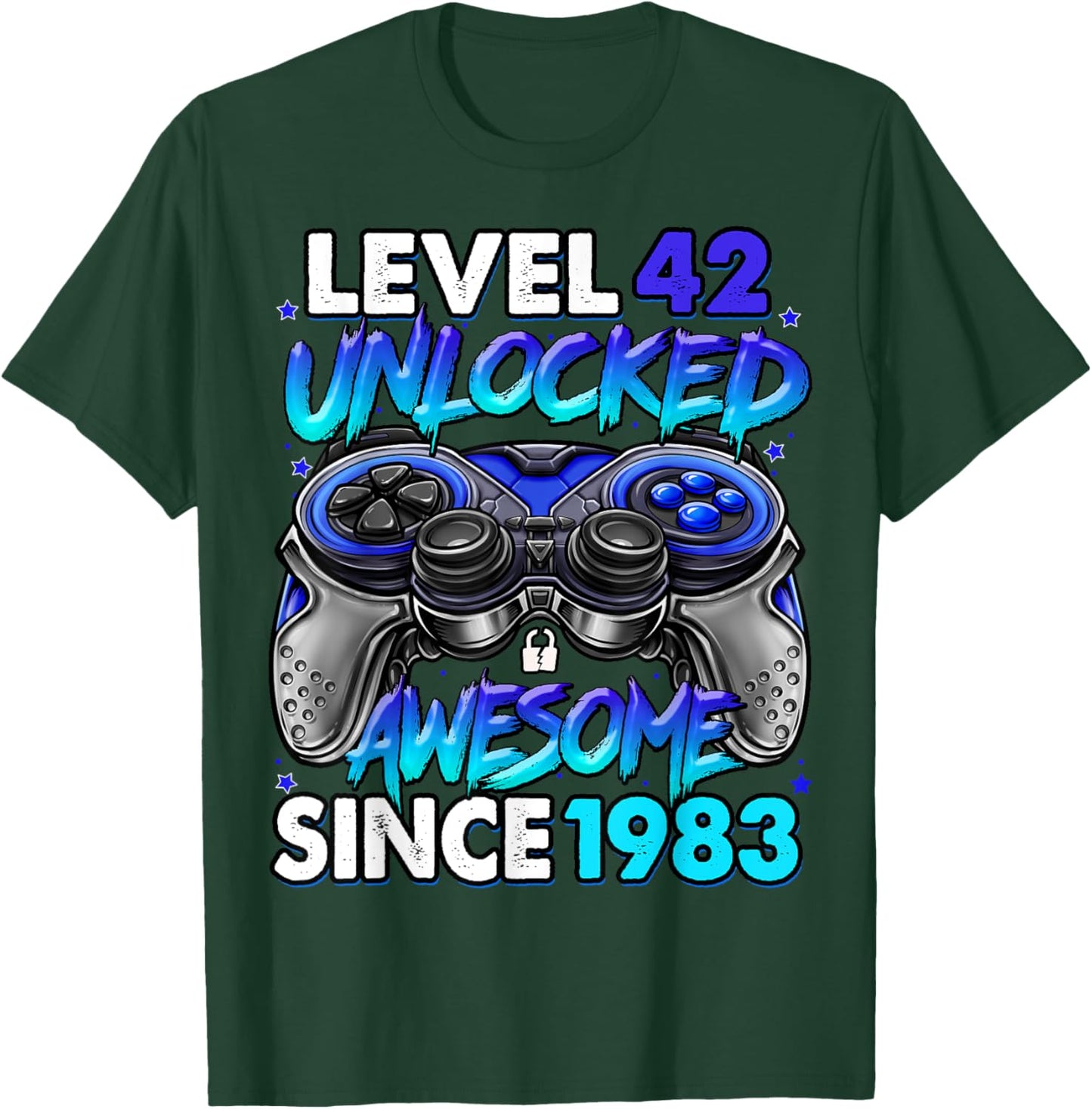 Level 42 Unlocked Awesome Since 1983 42nd Birthday Gaming T-Shirt - T-Shirt | Forest