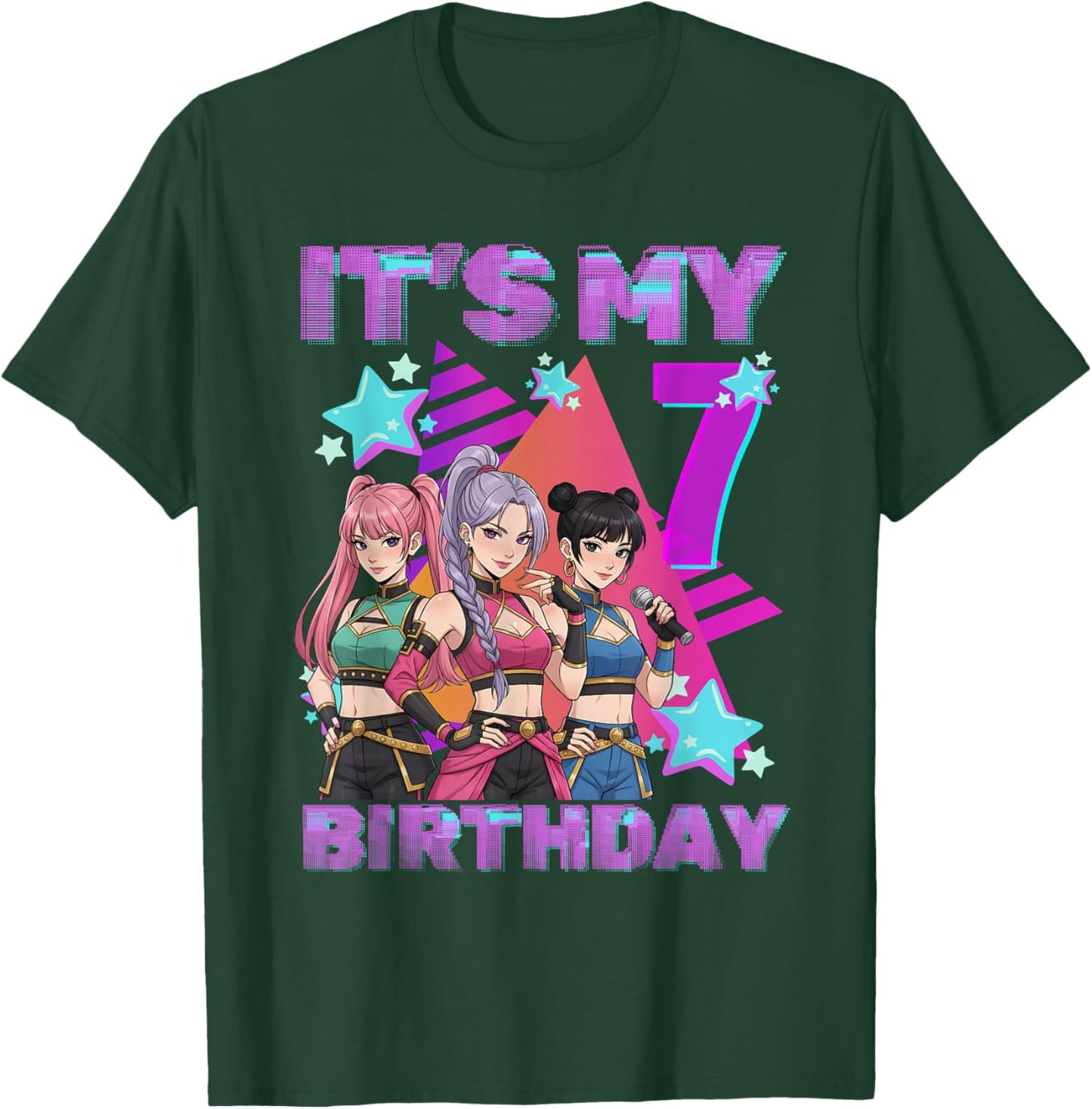 7 Years Birthday K-Pop Kids 7th Birthday Girl K-Pop T-Shirt - T-Shirt | Forest