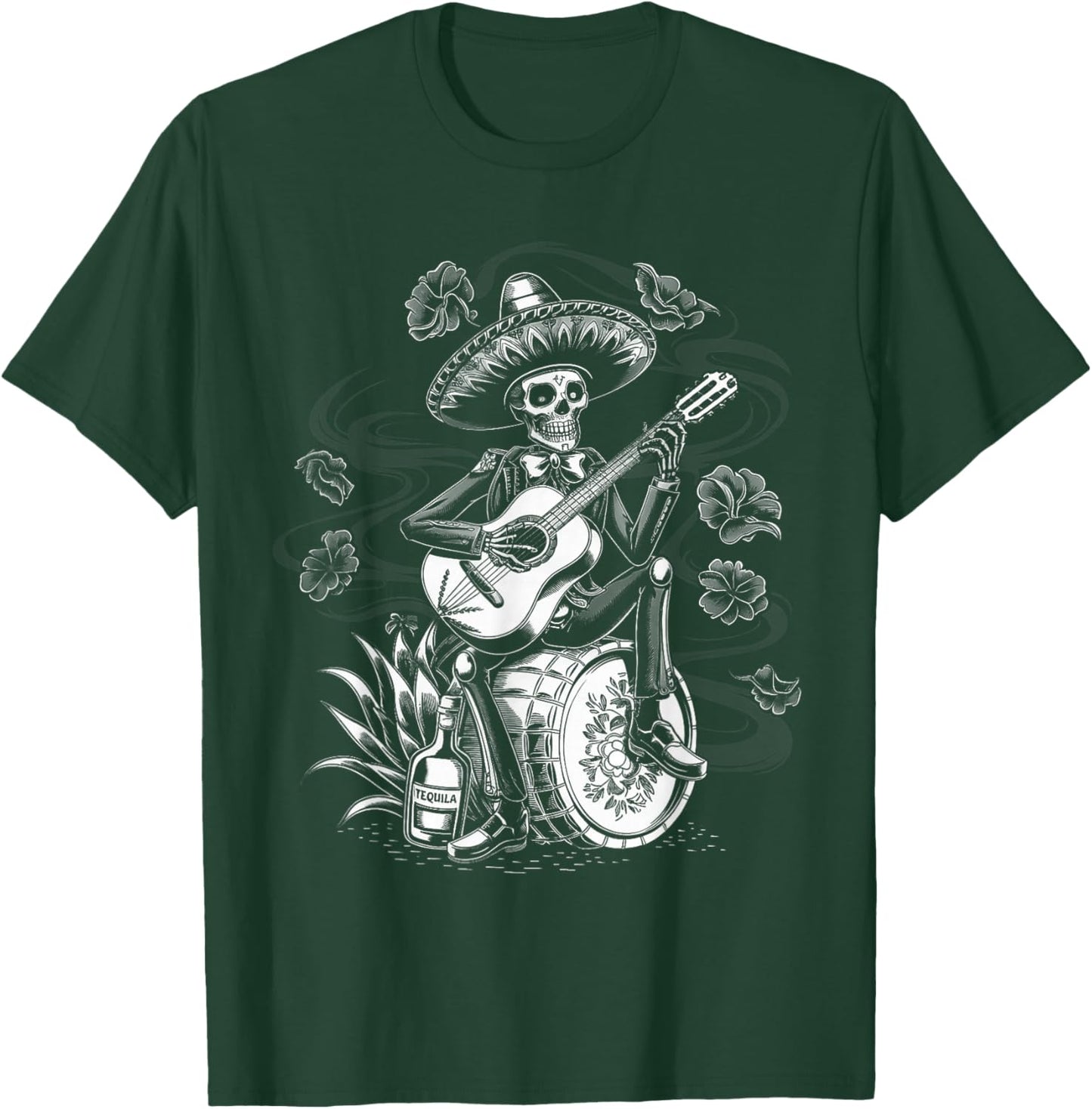 Mexico Vintage Skeleton Tequila Dia De Los Muertos Mexican T-Shirt - T-Shirt | Forest