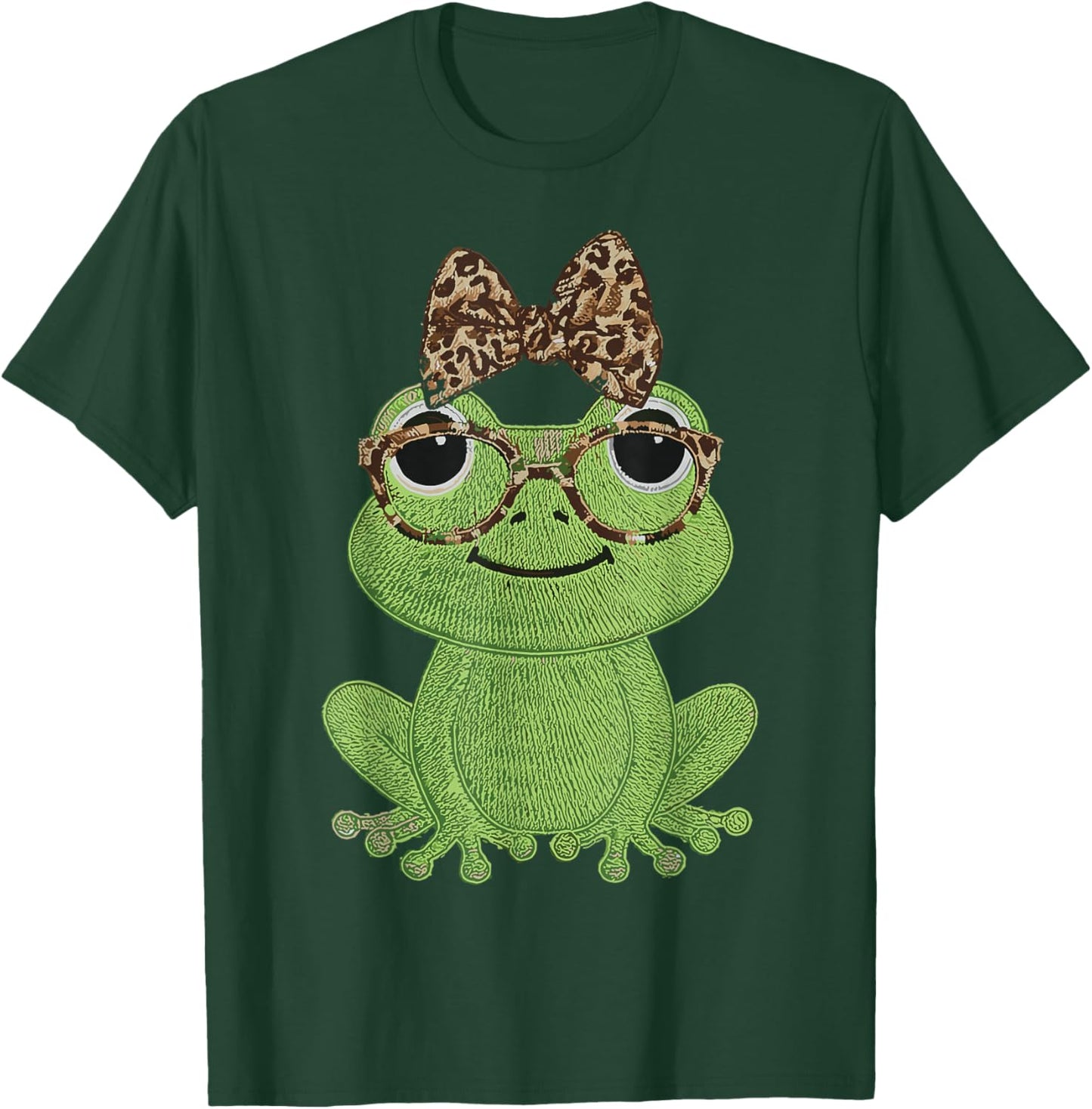 Cute Nerdy Leopard Bow Frog Funny Animal Women T-Shirt - T-Shirt | Forest