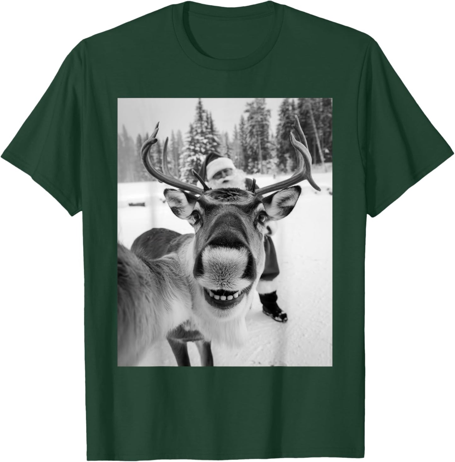 Reindeer Selfie Christmas Party Selfie Funny Reindeer Xmas T-Shirt - T-Shirt | Forest
