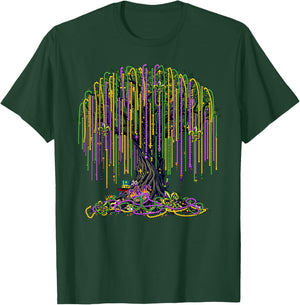 Mardi Gras Tree Beads Mask New Orleans 2025 Festival T-Shirt - T-Shirt | Forest
