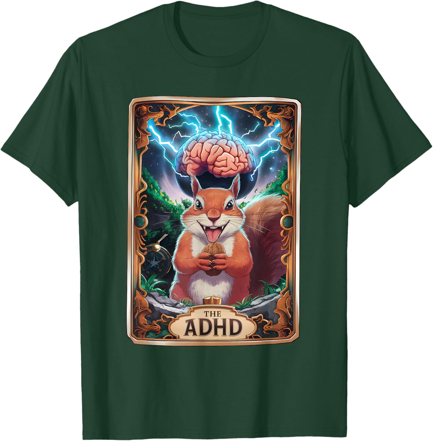 The ADHD Funny Tarot Card Squirrel Autism Awareness T-Shirt - T-Shirt | Forest