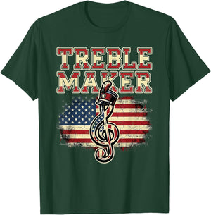 Treble Maker Marching Band American Flag Music Pun T-Shirt - T-Shirt | Forest
