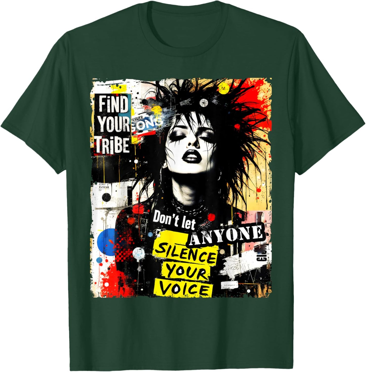 Punk Girl Graffiti 90s Urban Grunge Art Distressed Vintage T-Shirt - T-Shirt | Forest