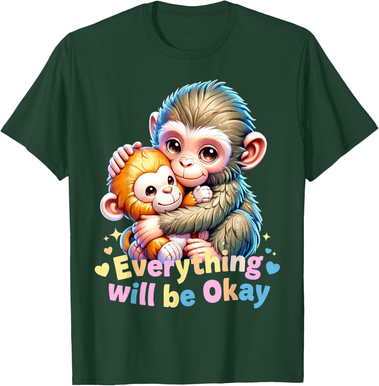 Cute Baby Monkey Punch Everything Will Be Okay Punch Meme T-Shirt - T-Shirt | Forest