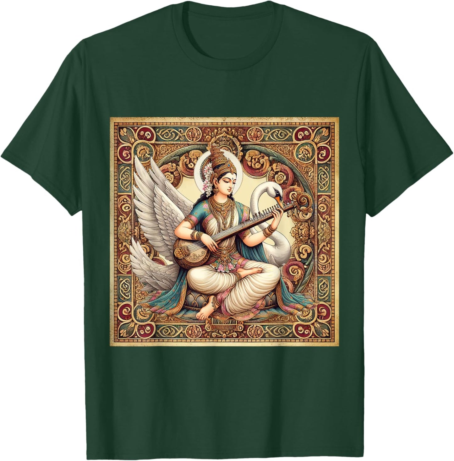 Hindu Goddess Saraswati Hinduism Mythology Vintage T-Shirt - T-Shirt | Forest