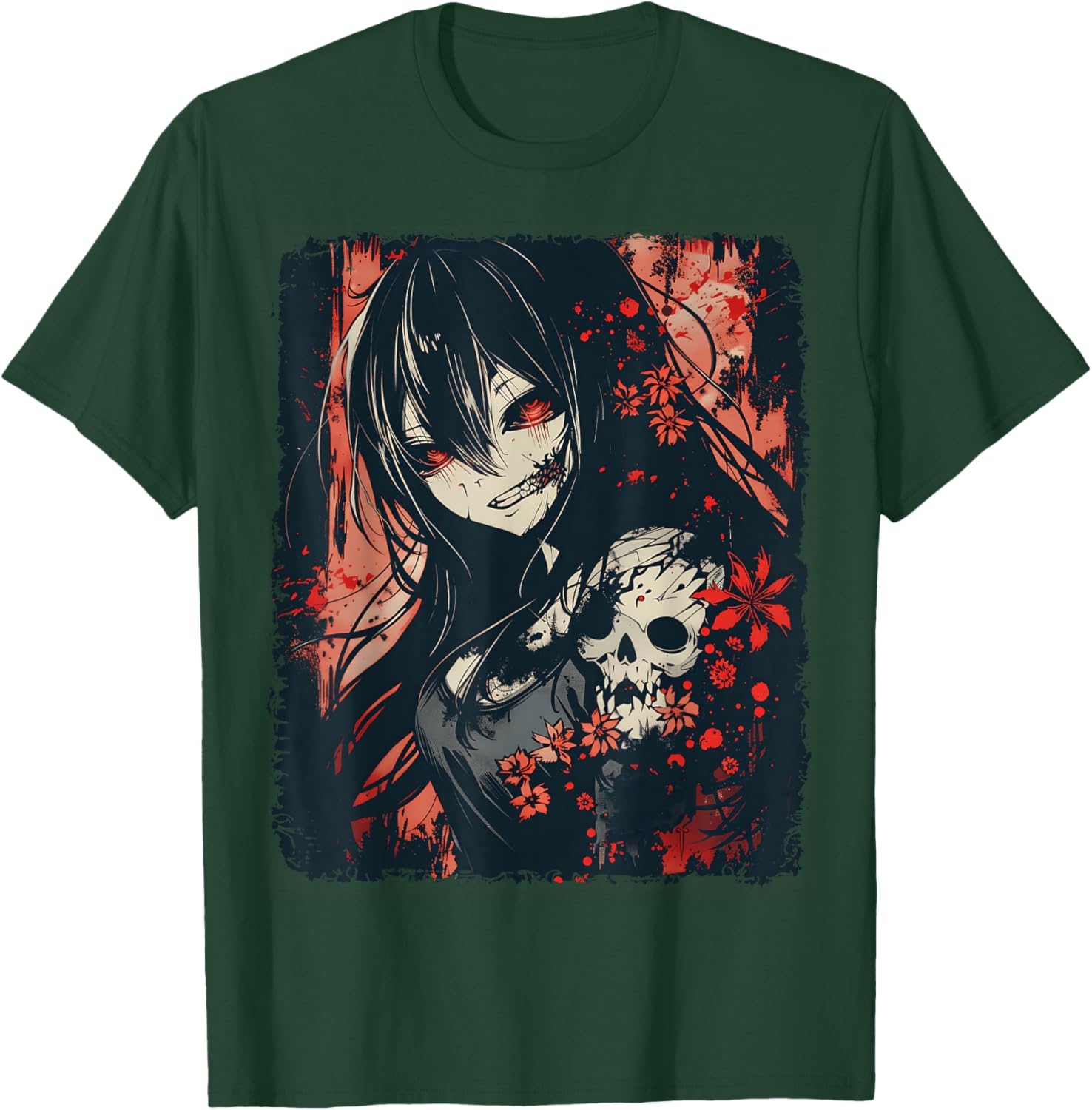 Anime Horror Girl Aesthetic Japanese Creepy Kawaii Goth T-Shirt - T-Shirt | Forest