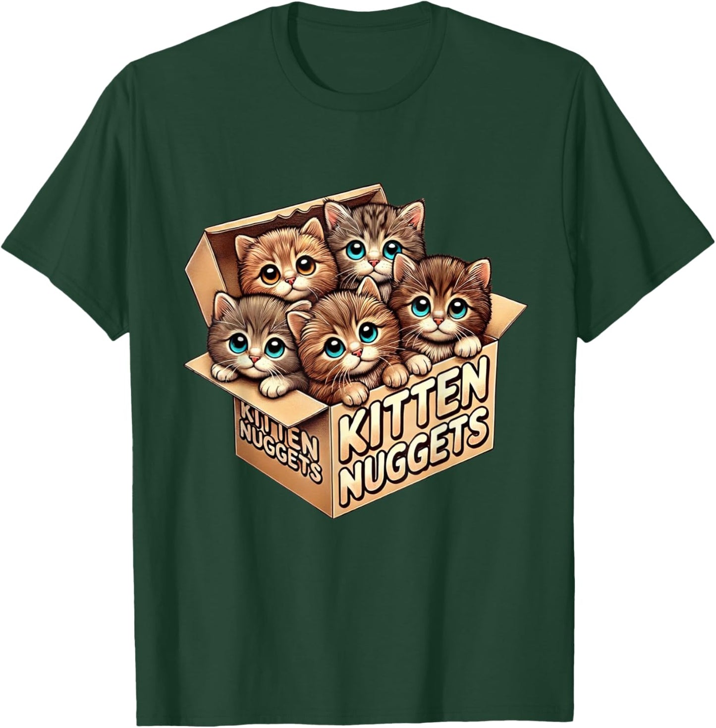 Kitten Nuggets Food Pun Cat Lover Gifts Chicken Nuggets Tea Men Women Kids T-Shirt - T-Shirt | Forest