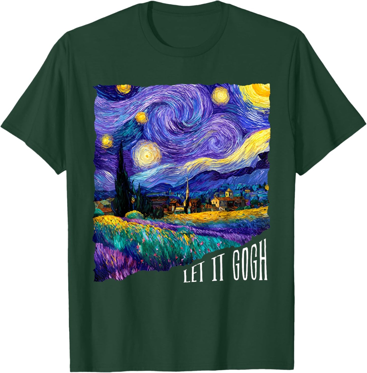 Let It Gogh Funny Lover Van Gogh Starry Night T-Shirt - T-Shirt | Forest