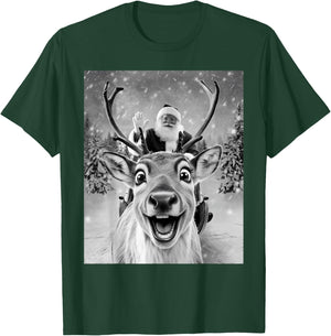 Funny Reindeer Selfie Santa Christmas Gifts Men Women Kid T-Shirt - T-Shirt | Forest